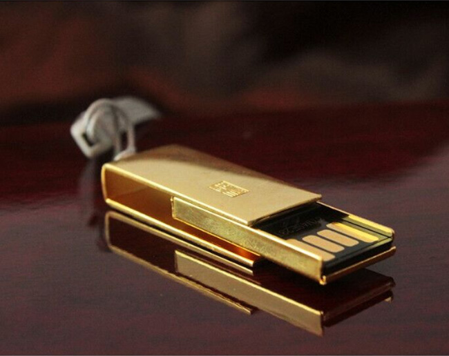 金色迷你U盤—全金屬旋轉(zhuǎn)U盤禮品 金色迷你U盤制作工廠