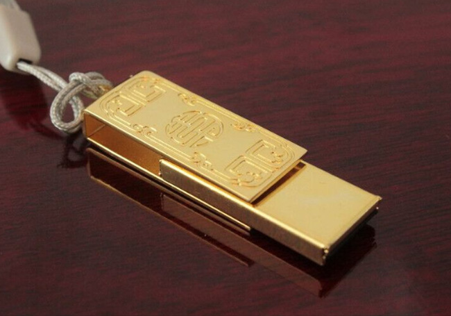 金色迷你U盤,金屬旋轉(zhuǎn)U盤,禮品U盤