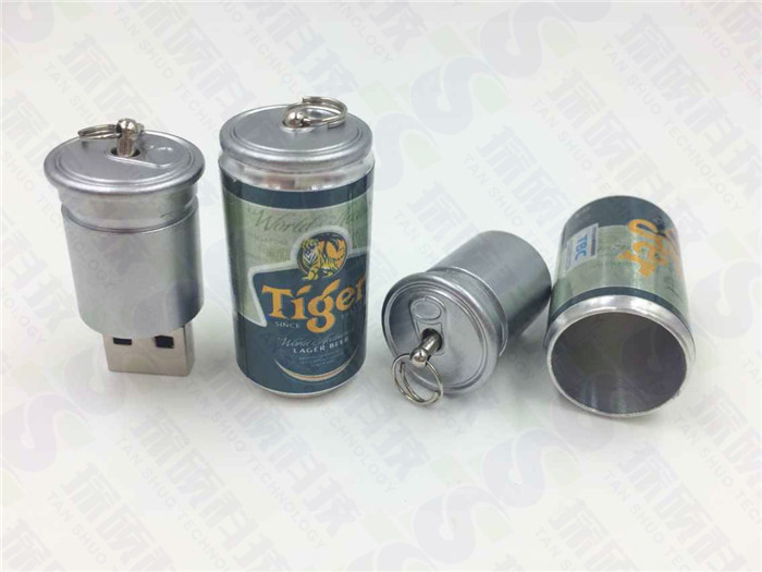 Tiger虎牌啤酒定制金屬易拉罐U盤 酒桶U盤禮品定制廠家   創(chuàng)意時尚拉罐U盤禮品