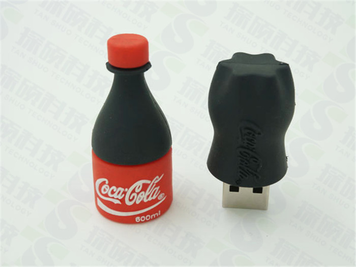 可口可樂公司開模定制汽水瓶子U盤禮品    開模U盤禮品定制廠家