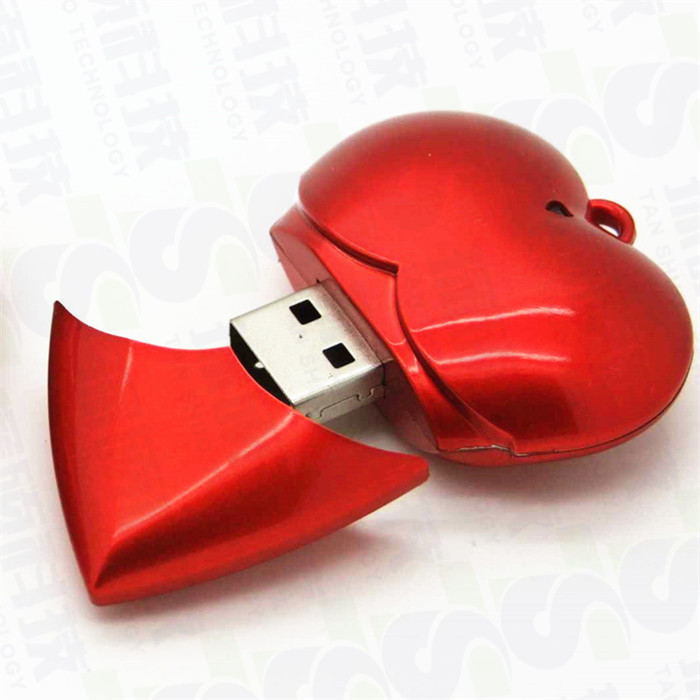 紅色心形U盤 創(chuàng)意個(gè)性浪漫愛心優(yōu)盤禮品   紅色心形U盤制作工廠