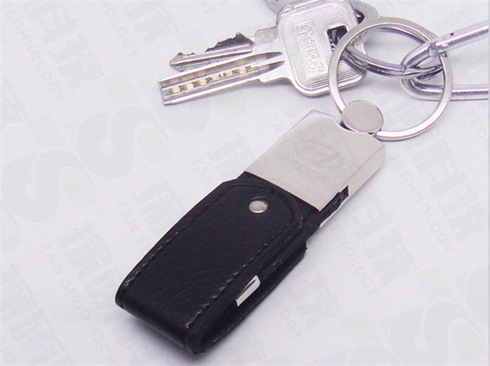 皮革U盤.金屬旋轉(zhuǎn)皮套U盤