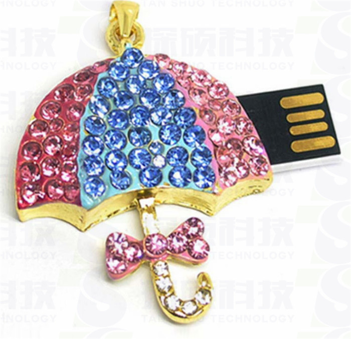 彩色U盤(pán),珠寶雨傘U盤(pán),鑲鉆U盤(pán),彩虹水晶U盤(pán)禮品