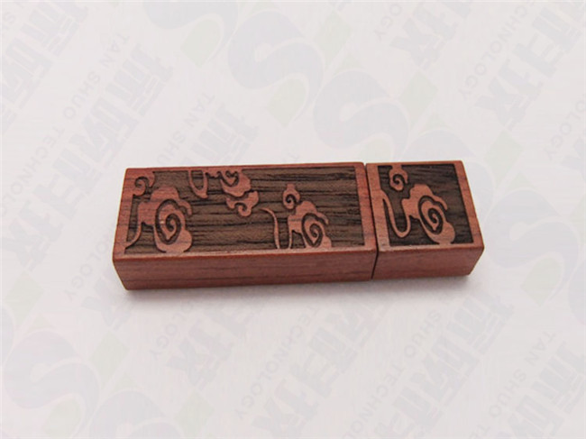 木質U盤,紅木U盤,祥云圖案禮品U盤,竹木U盤