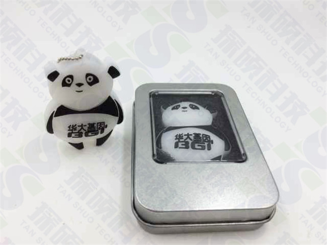 華大基因開模定制可愛熊貓U盤 軟膠pvc開模禮品U盤生產廠家 