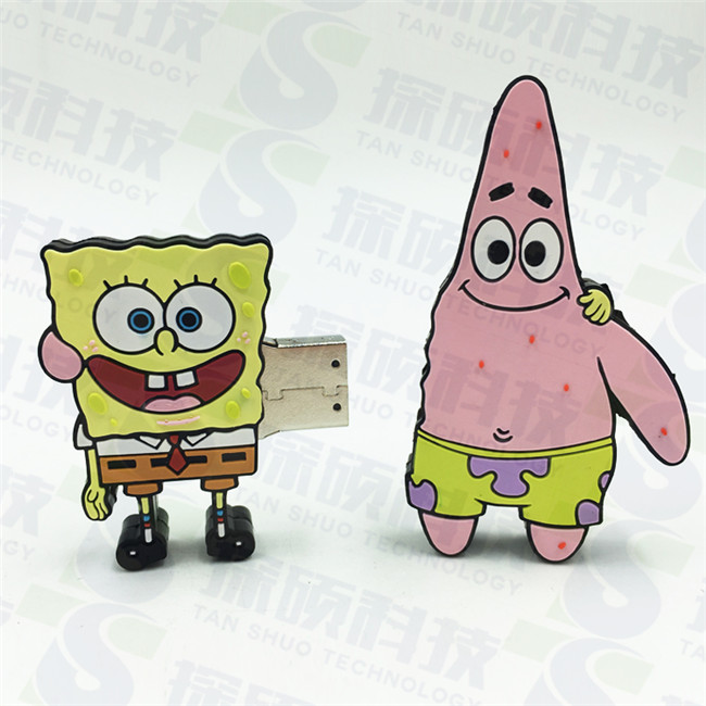 派大星創意卡通u盤定制 海綿寶寶u盤制作廠家,動漫16gu盤禮品,32g派大星合體U盤工廠